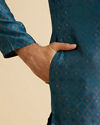 Manyavar Men Teal Blue Elegance Kurta Pajama