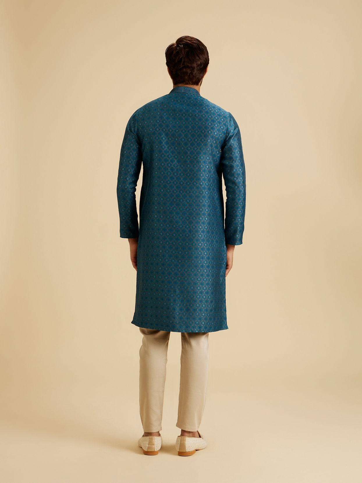 Manyavar Men Teal Blue Elegance Kurta Pajama