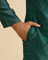 Manyavar Men Teal Green Brocade Kurta Pajama