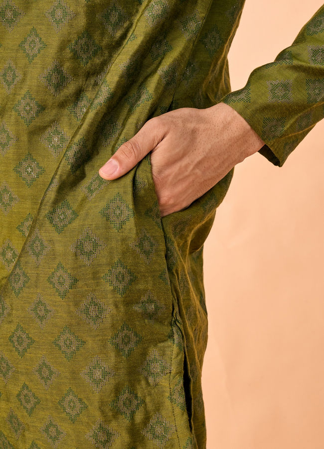 Manyavar Men Opulent Olive Green Kurta Pajama