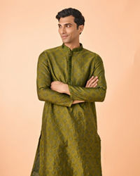 Manyavar Men Opulent Olive Green Kurta Pajama
