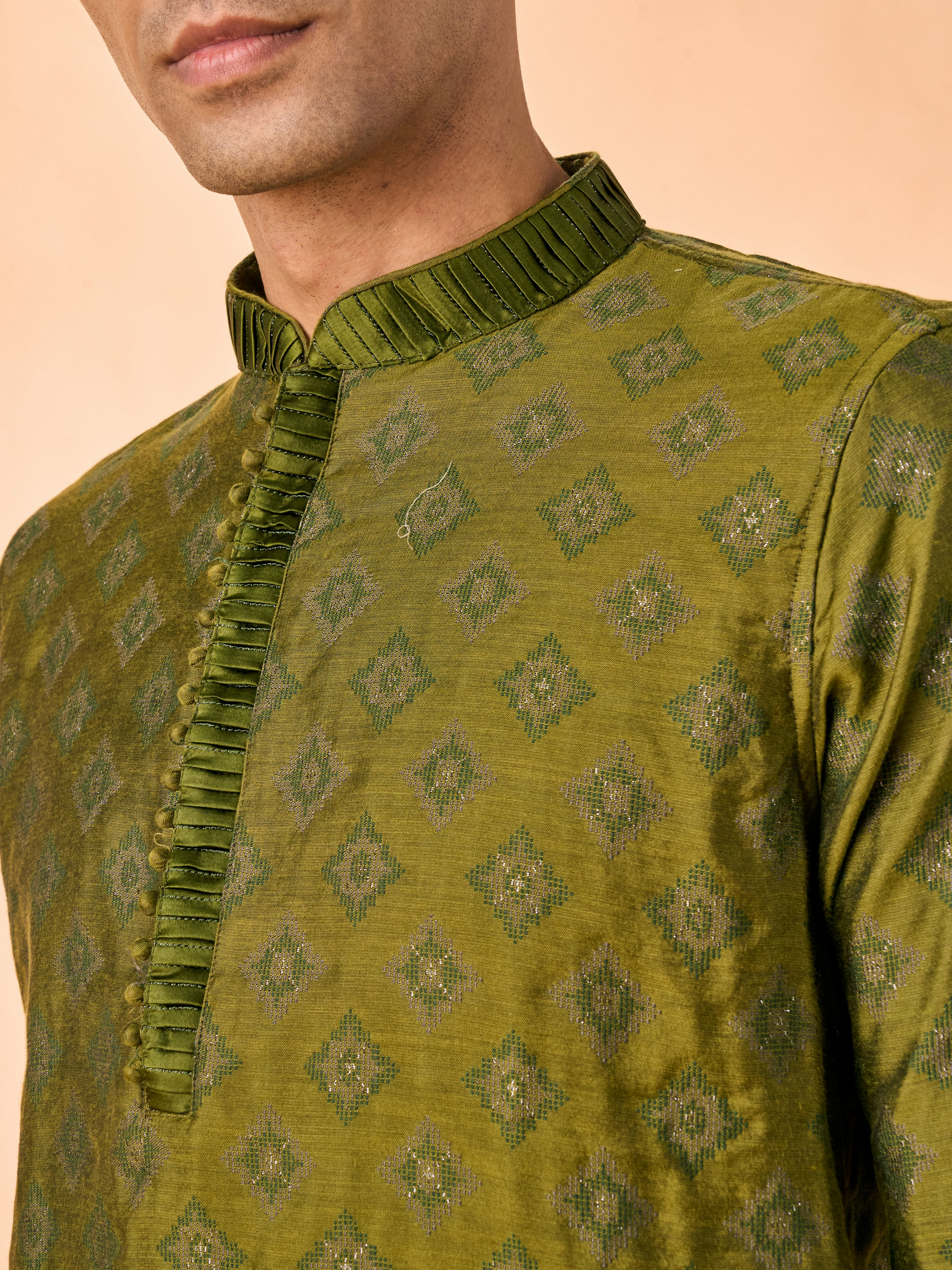 Manyavar Men Opulent Olive Green Kurta Pajama