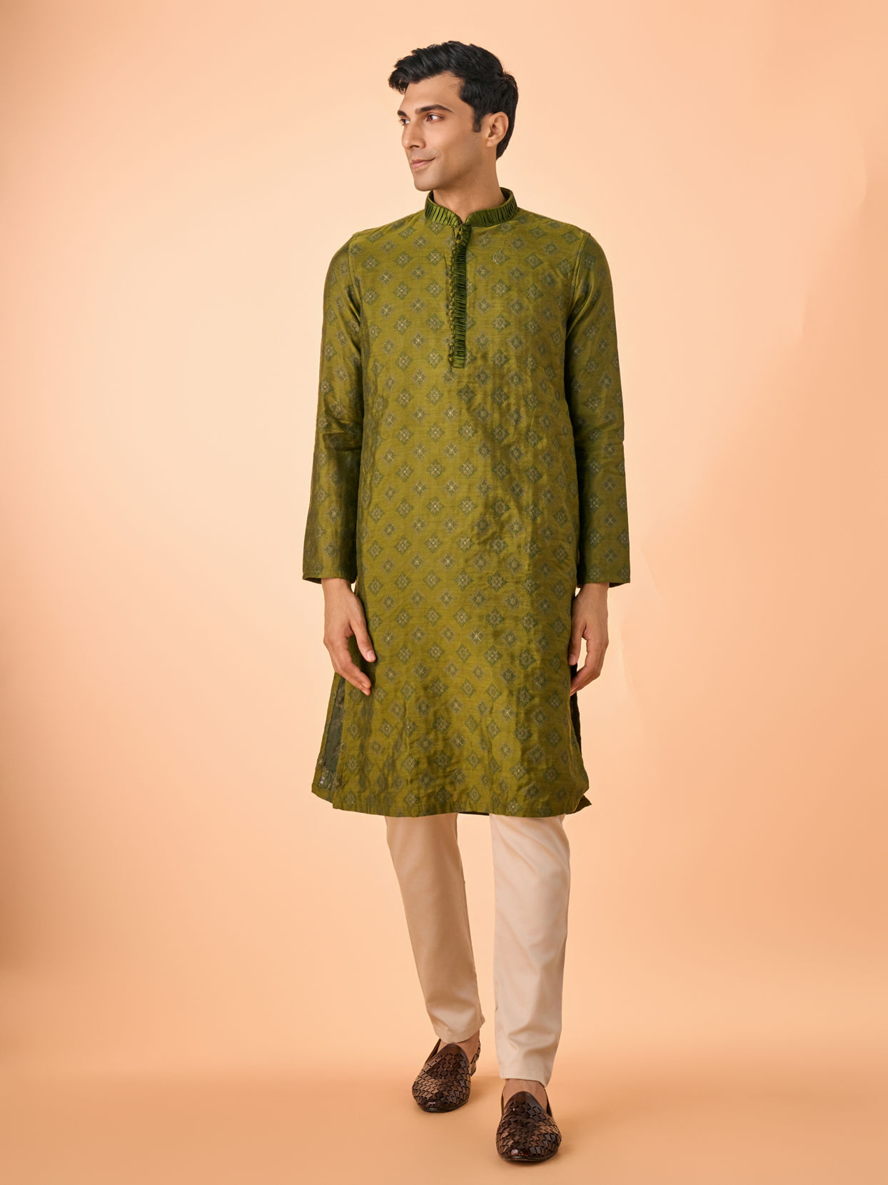 Manyavar Men Opulent Olive Green Kurta Pajama