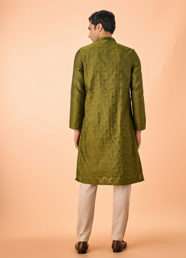 Manyavar Men Opulent Olive Green Kurta Pajama