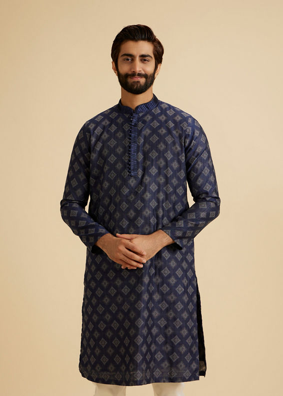 Manyavar Men Aegean Blue Grace Kurta Pajama