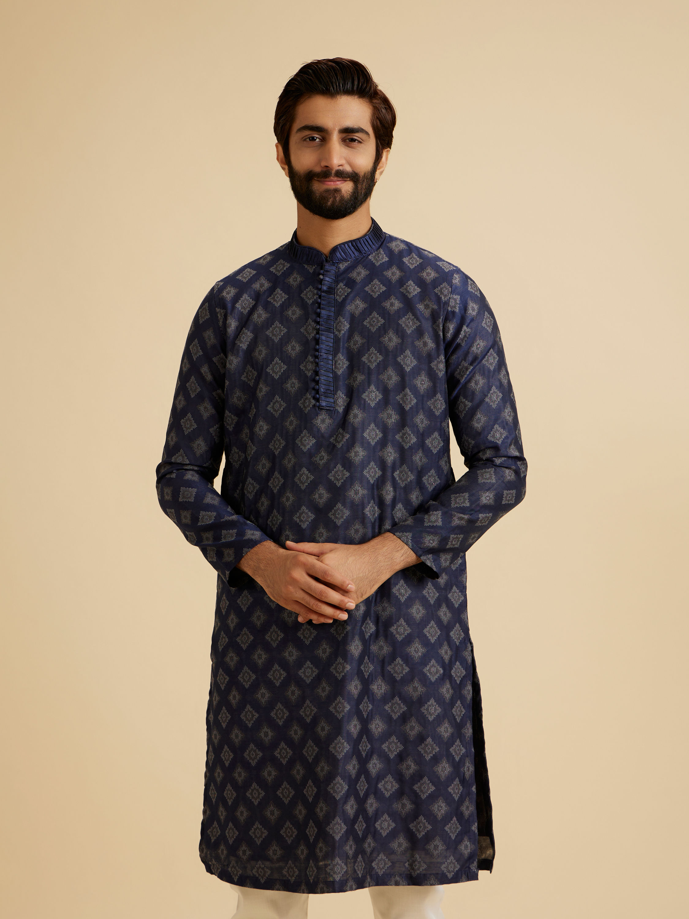 Manyavar Men Aegean Blue Grace Kurta Pajama