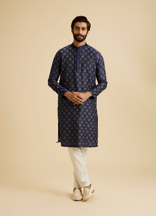 Manyavar Men Aegean Blue Grace Kurta Pajama