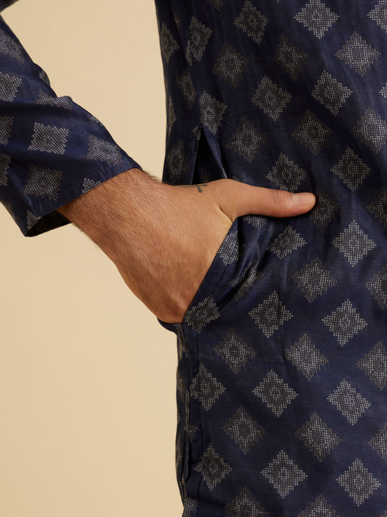 Manyavar Men Aegean Blue Grace Kurta Pajama