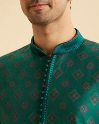 Manyavar Men Regal Teal Green Kurta Pajama