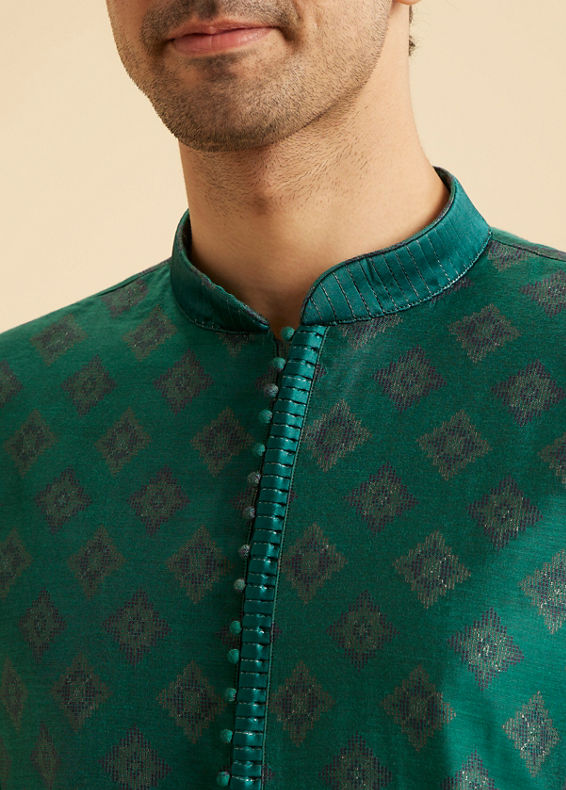 Manyavar Men Regal Teal Green Kurta Pajama