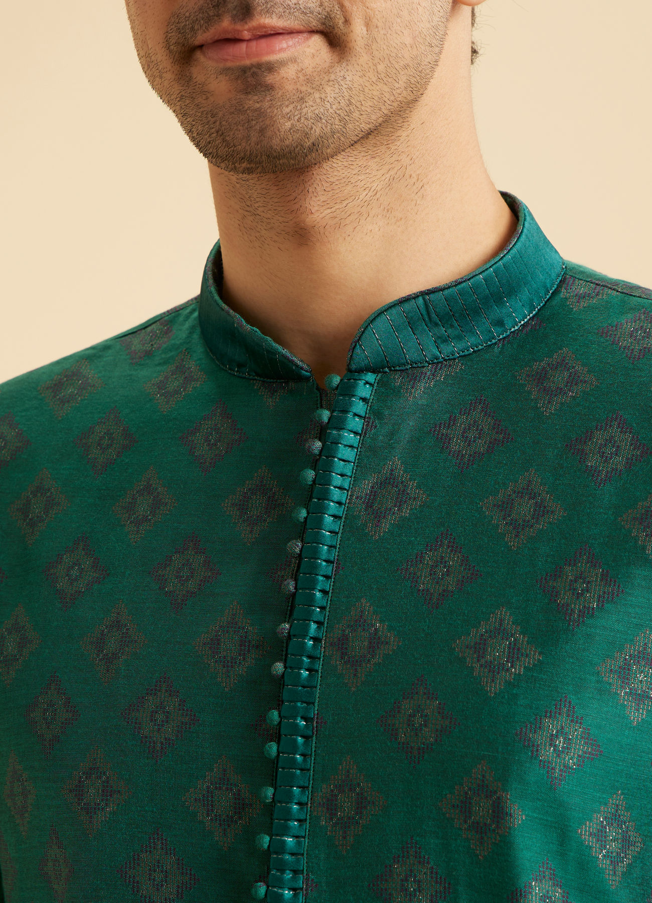 Manyavar Men Regal Teal Green Kurta Pajama