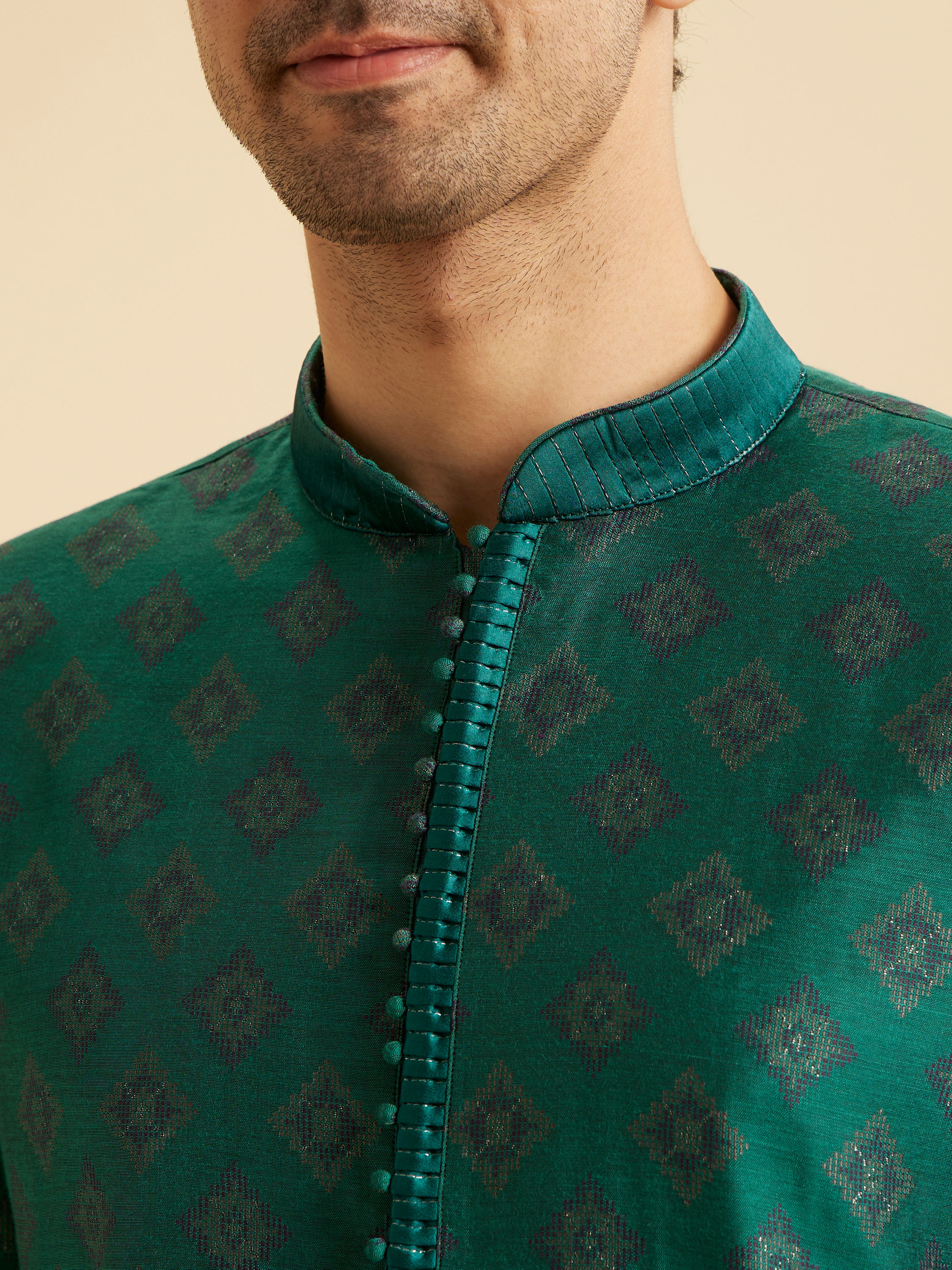 Manyavar Men Regal Teal Green Kurta Pajama