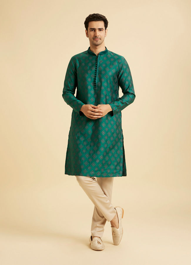 Manyavar Men Regal Teal Green Kurta Pajama
