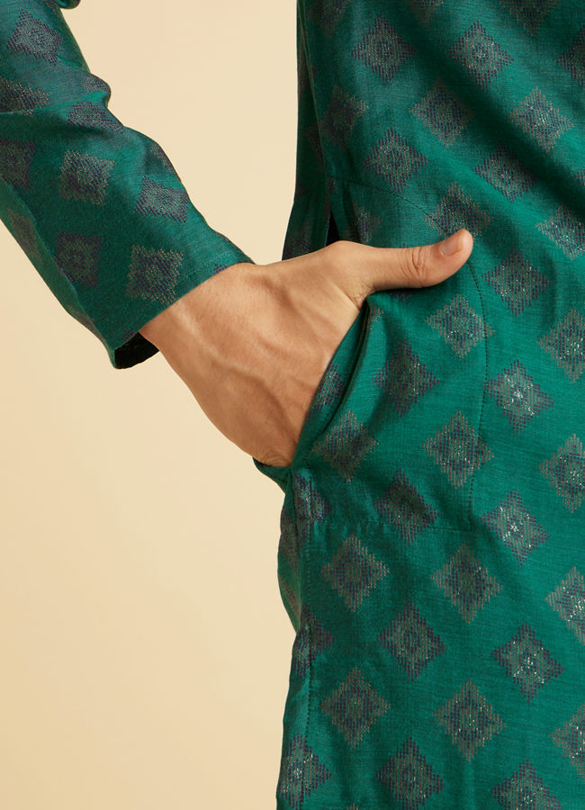Manyavar Men Regal Teal Green Kurta Pajama