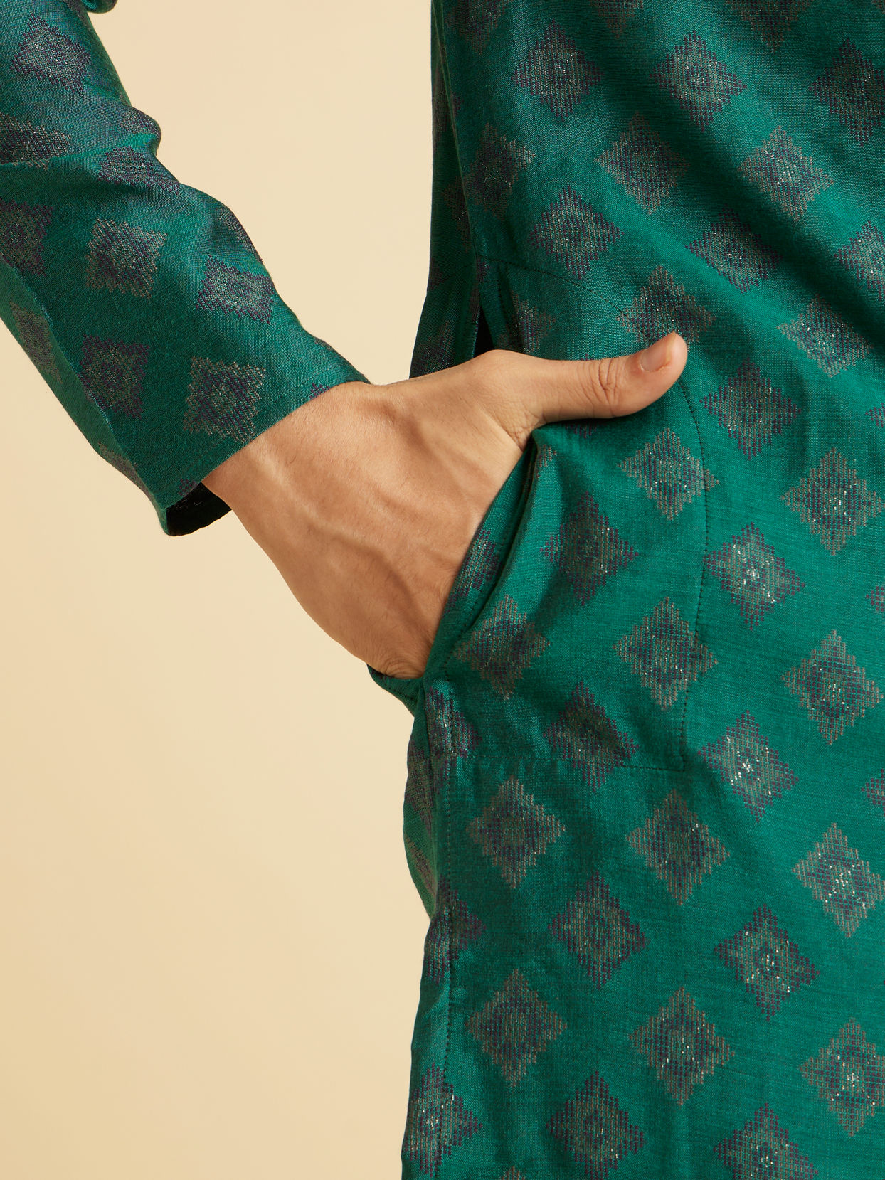 Manyavar Men Regal Teal Green Kurta Pajama
