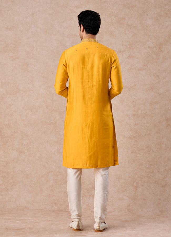 Manyavar Men Radiant Mustard Kurta Pajama Set