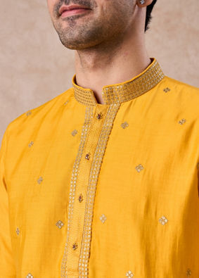 Manyavar Men Radiant Mustard Kurta Pajama Set