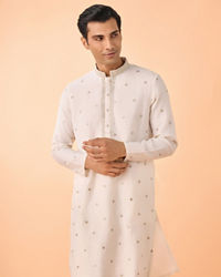 Manyavar Men Warm White Elegance Kurta Pajama