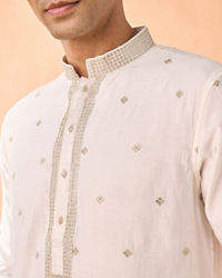 Manyavar Men Warm White Elegance Kurta Pajama