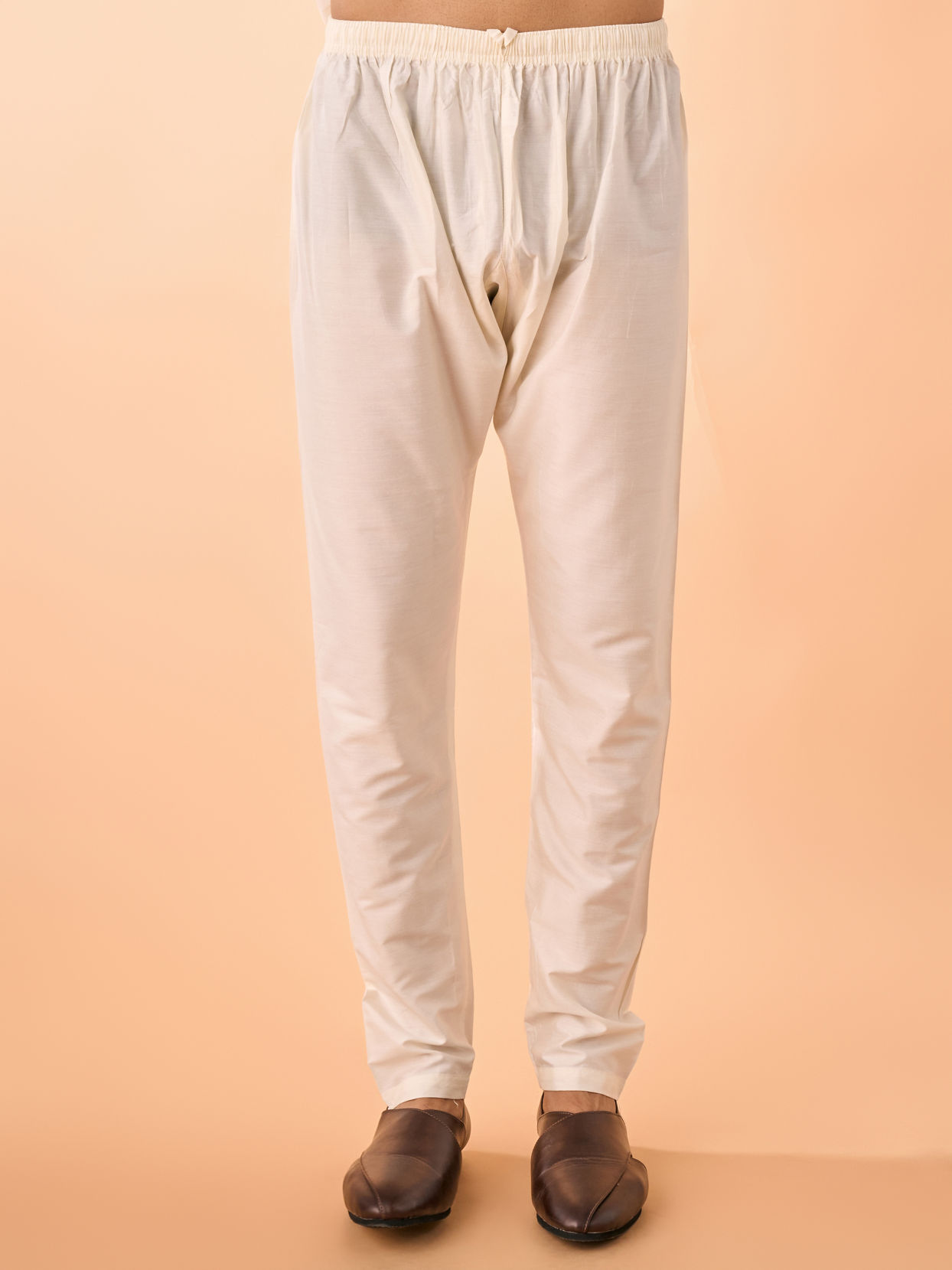 Manyavar Men Warm White Elegance Kurta Pajama