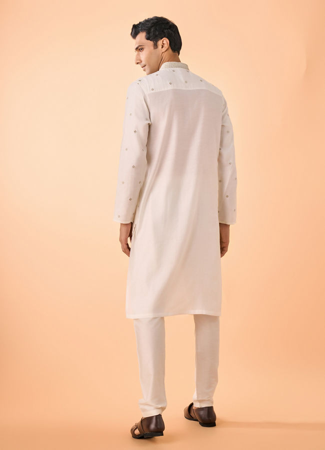 Manyavar Men Warm White Elegance Kurta Pajama