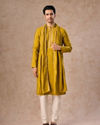 Manyavar Men Mehndi Green Graceful Kurta Pajama Dupatta Set