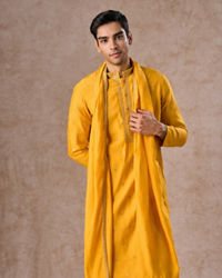 Manyavar Men Mustard Ensemble of Classic Elegance Kurta Pajama