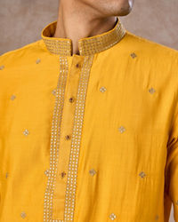 Manyavar Men Mustard Ensemble of Classic Elegance Kurta Pajama
