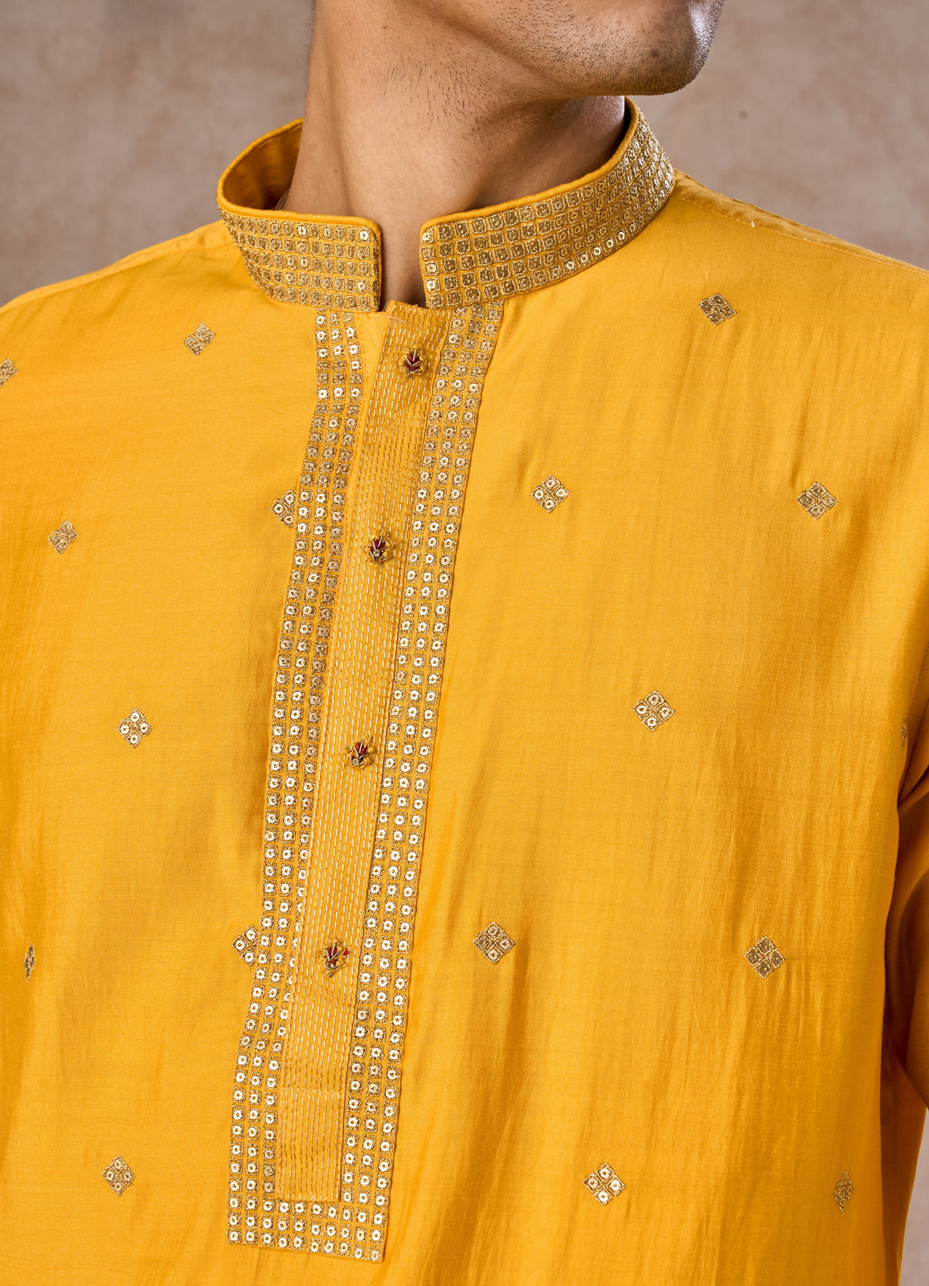 Manyavar Men Mustard Ensemble of Classic Elegance Kurta Pajama
