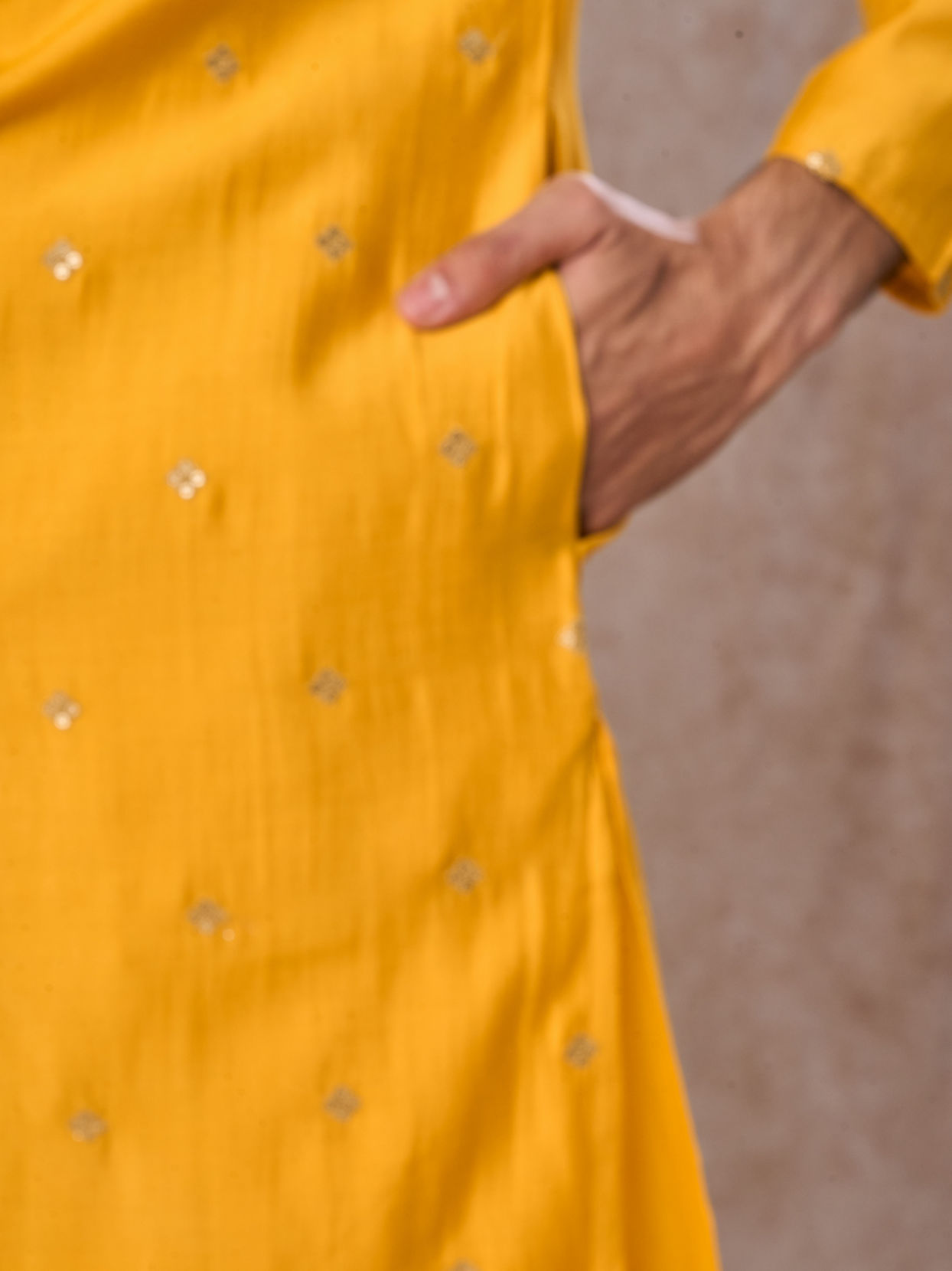 Manyavar Men Mustard Ensemble of Classic Elegance Kurta Pajama