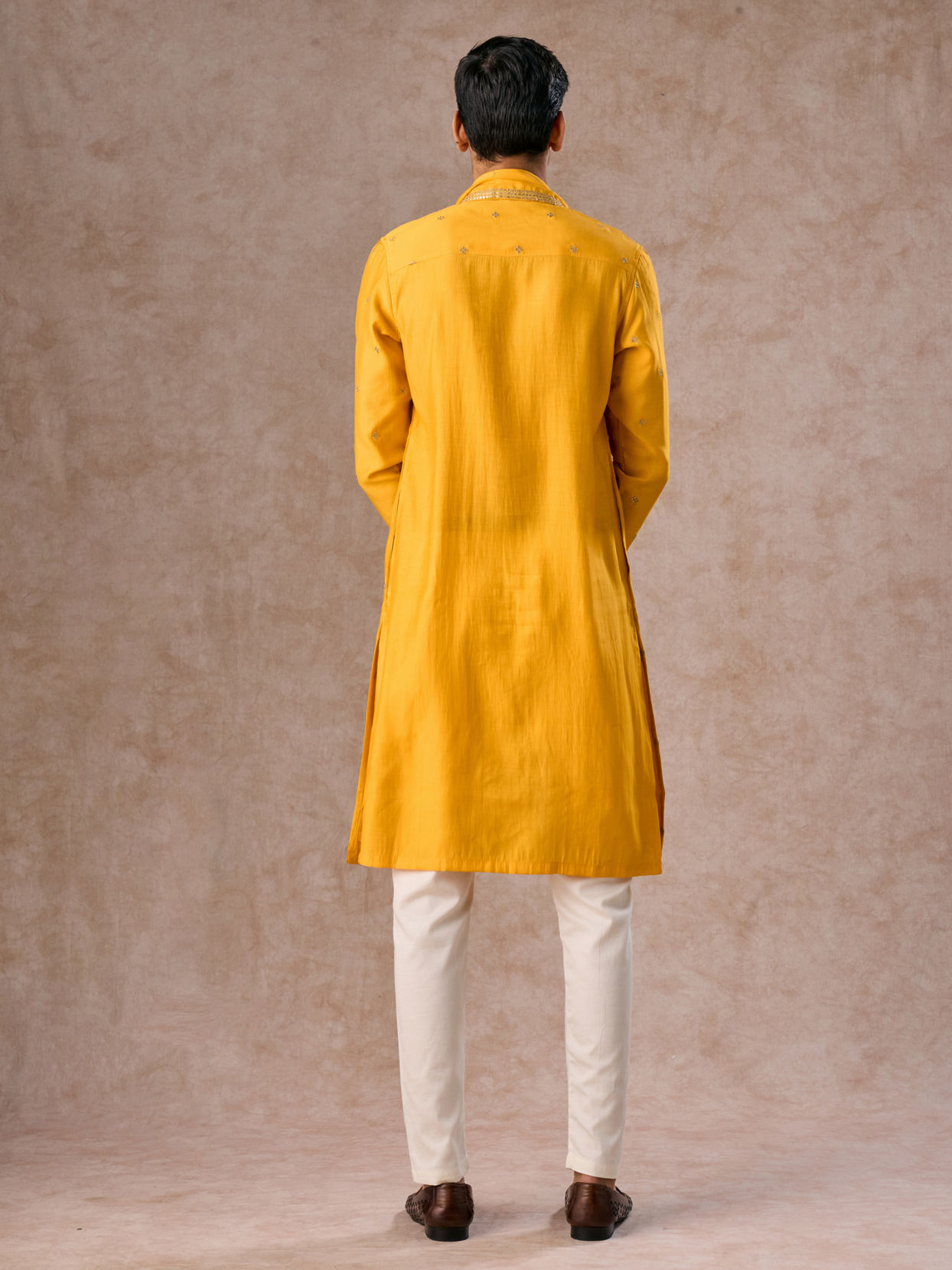 Manyavar Men Mustard Ensemble of Classic Elegance Kurta Pajama