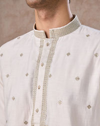 Manyavar Men Radiant Cream Kurta Pajama Dupatta Set