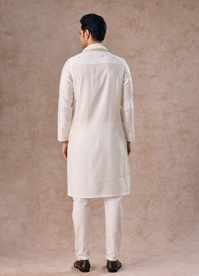 Manyavar Men Radiant Cream Kurta Pajama Dupatta Set