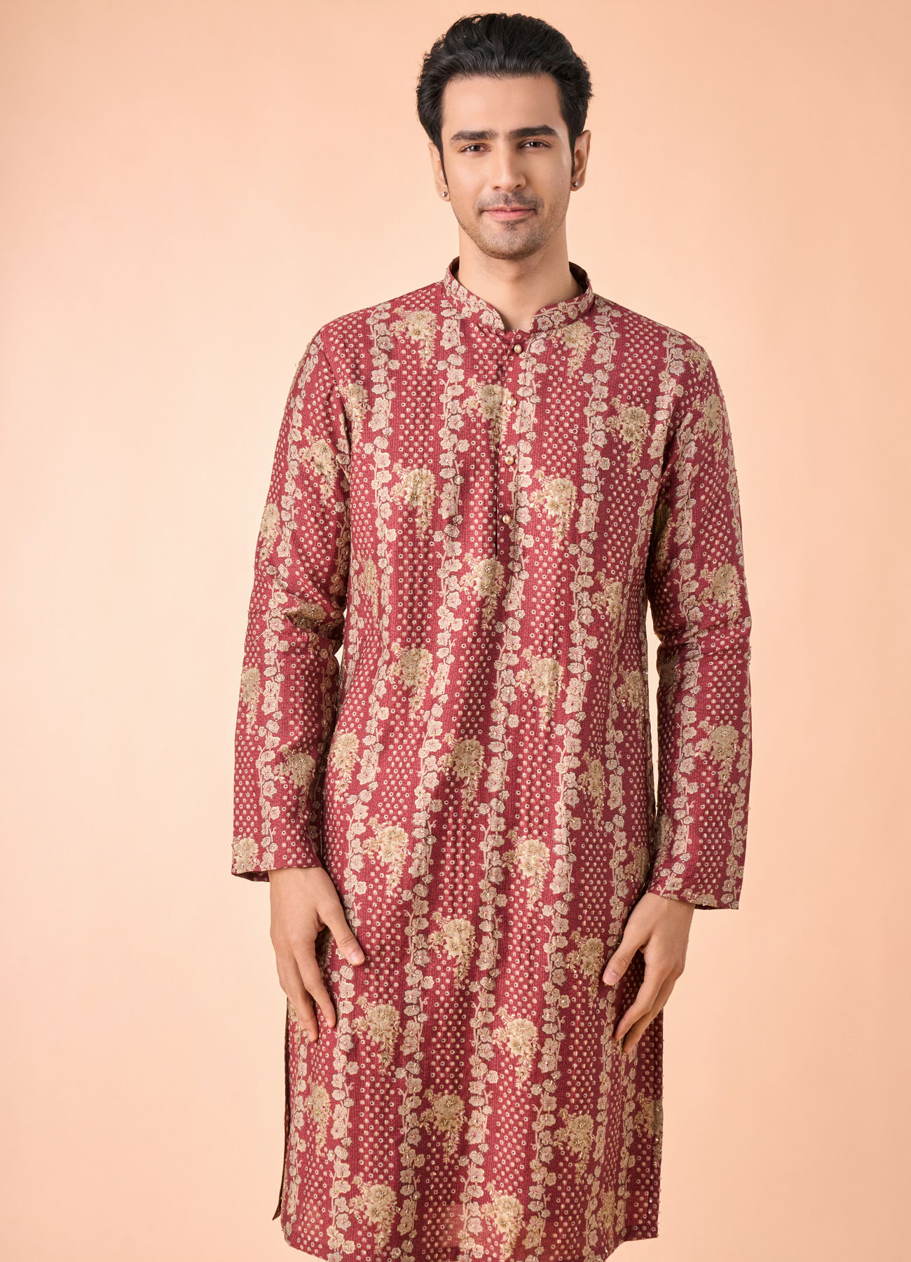 Manyavar Men Majestic Rust Kurta Pajama Set