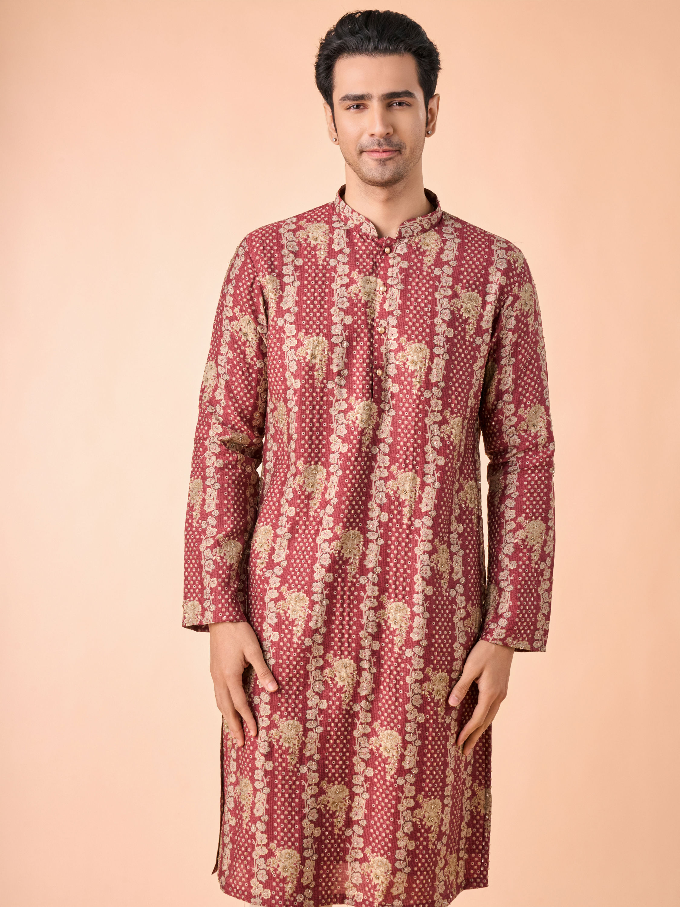 Manyavar Men Majestic Rust Kurta Pajama Set