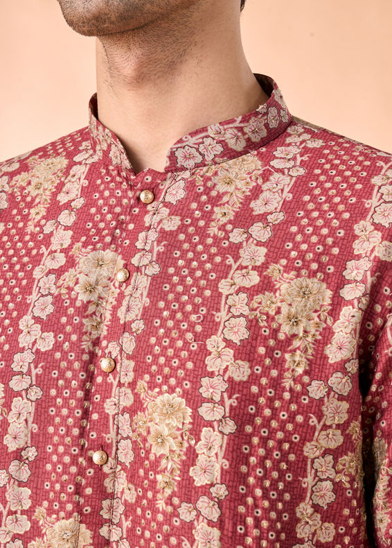 Manyavar Men Majestic Rust Kurta Pajama Set