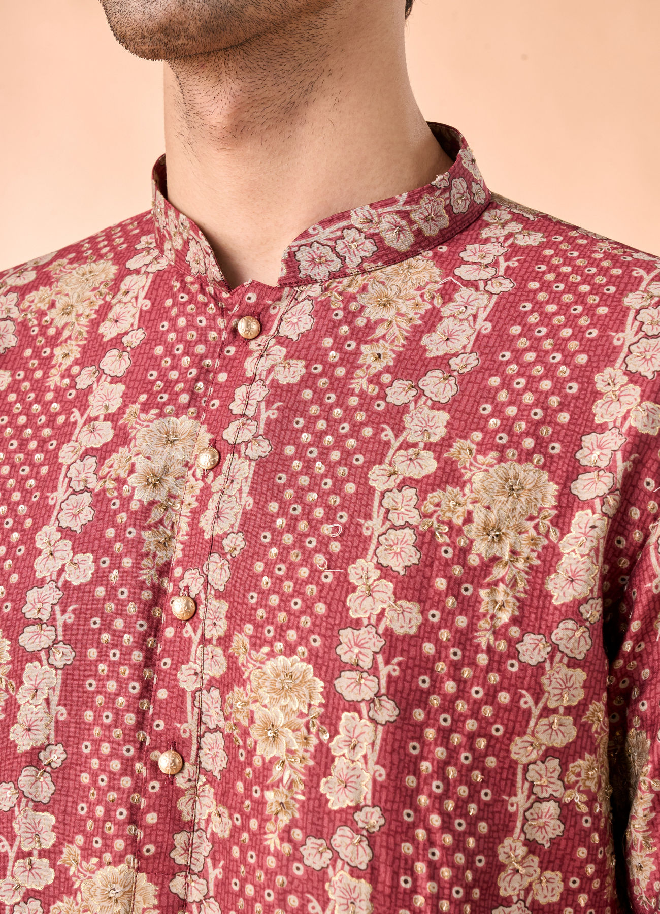 Manyavar Men Majestic Rust Kurta Pajama Set