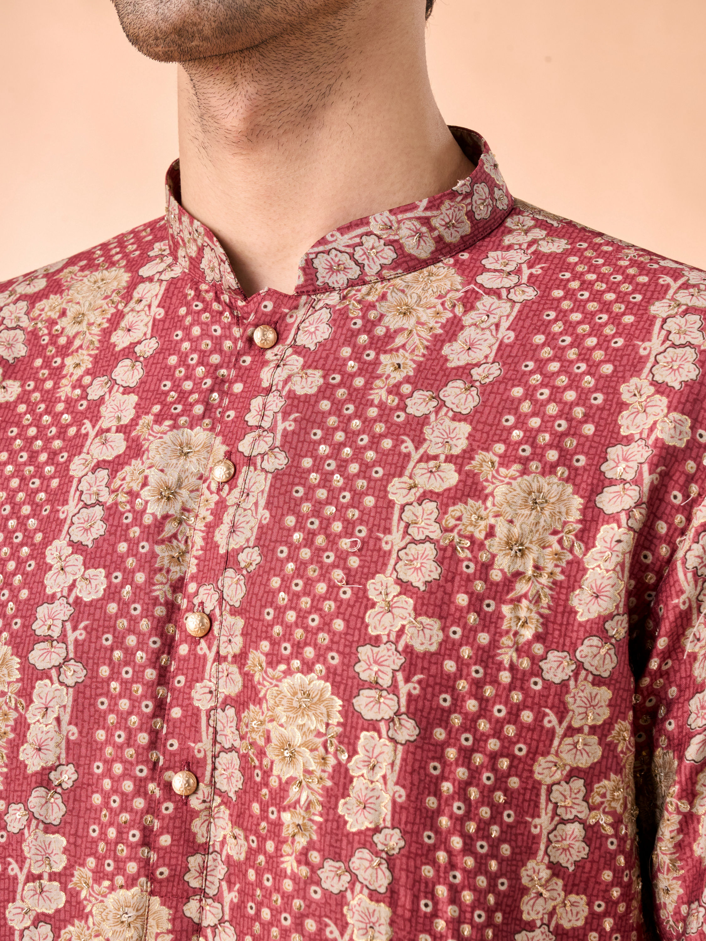 Manyavar Men Majestic Rust Kurta Pajama Set