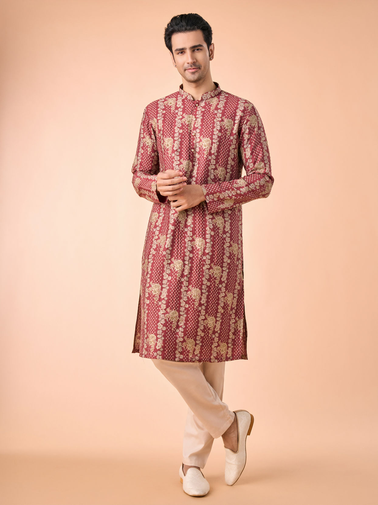 Manyavar Men Majestic Rust Kurta Pajama Set