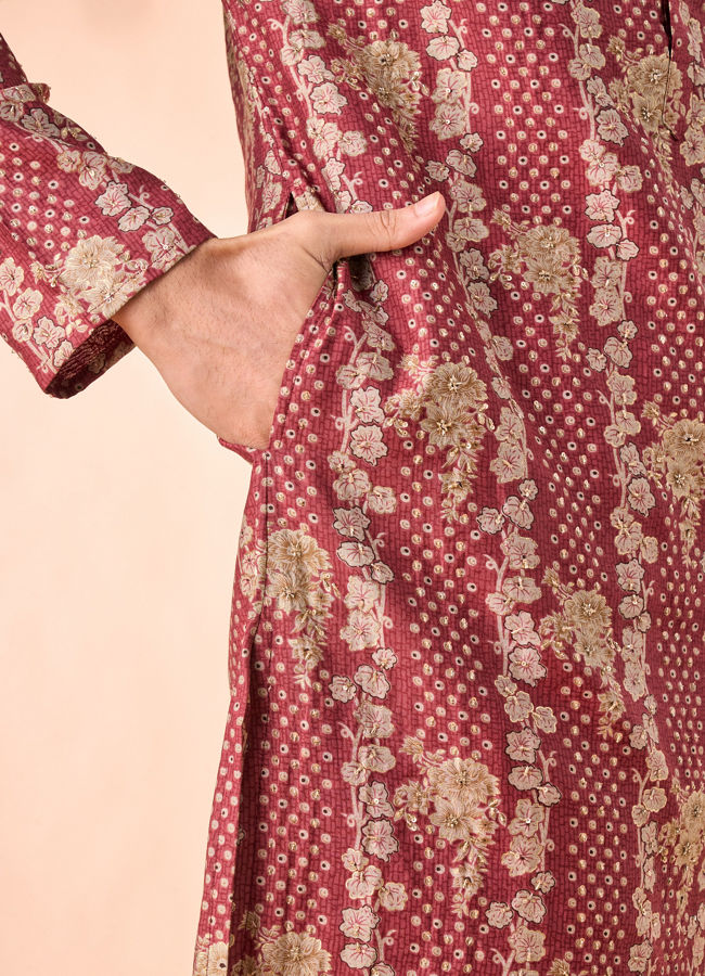 Manyavar Men Majestic Rust Kurta Pajama Set