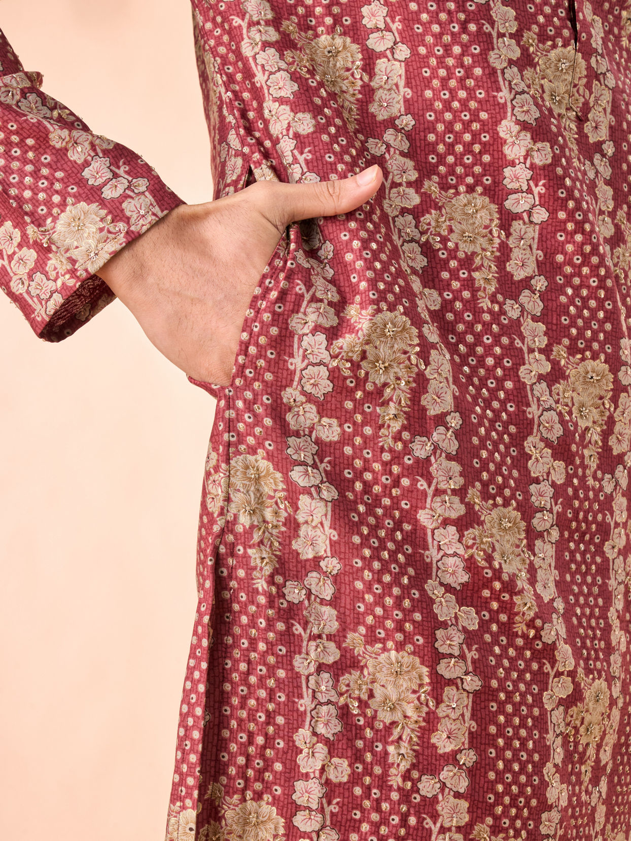 Manyavar Men Majestic Rust Kurta Pajama Set