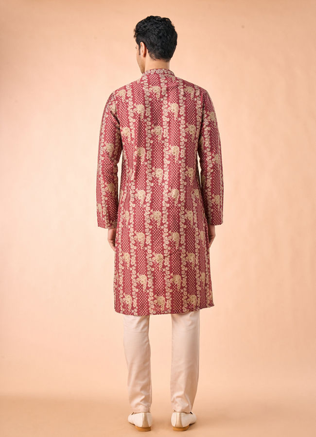 Manyavar Men Majestic Rust Kurta Pajama Set