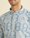 Manyavar Men Elegant Blue Blended Cotton Kurta Pajama