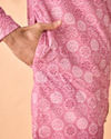 Manyavar Men Dusty Pink Cotton Kurta Pajama
