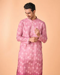 Manyavar Men Dusty Pink Cotton Kurta Pajama