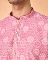 Manyavar Men Dusty Pink Cotton Kurta Pajama