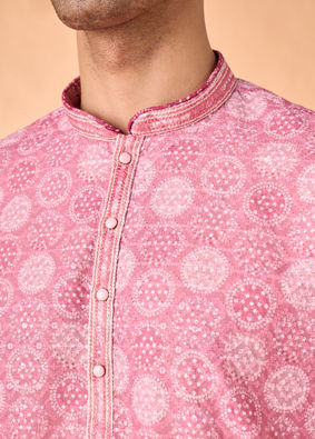 Manyavar Men Dusty Pink Cotton Kurta Pajama