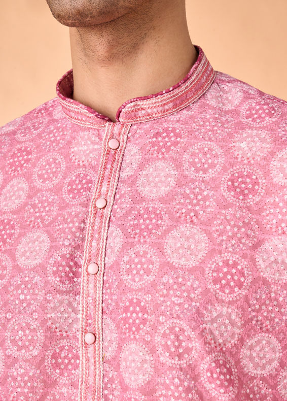 Manyavar Men Dusty Pink Cotton Kurta Pajama