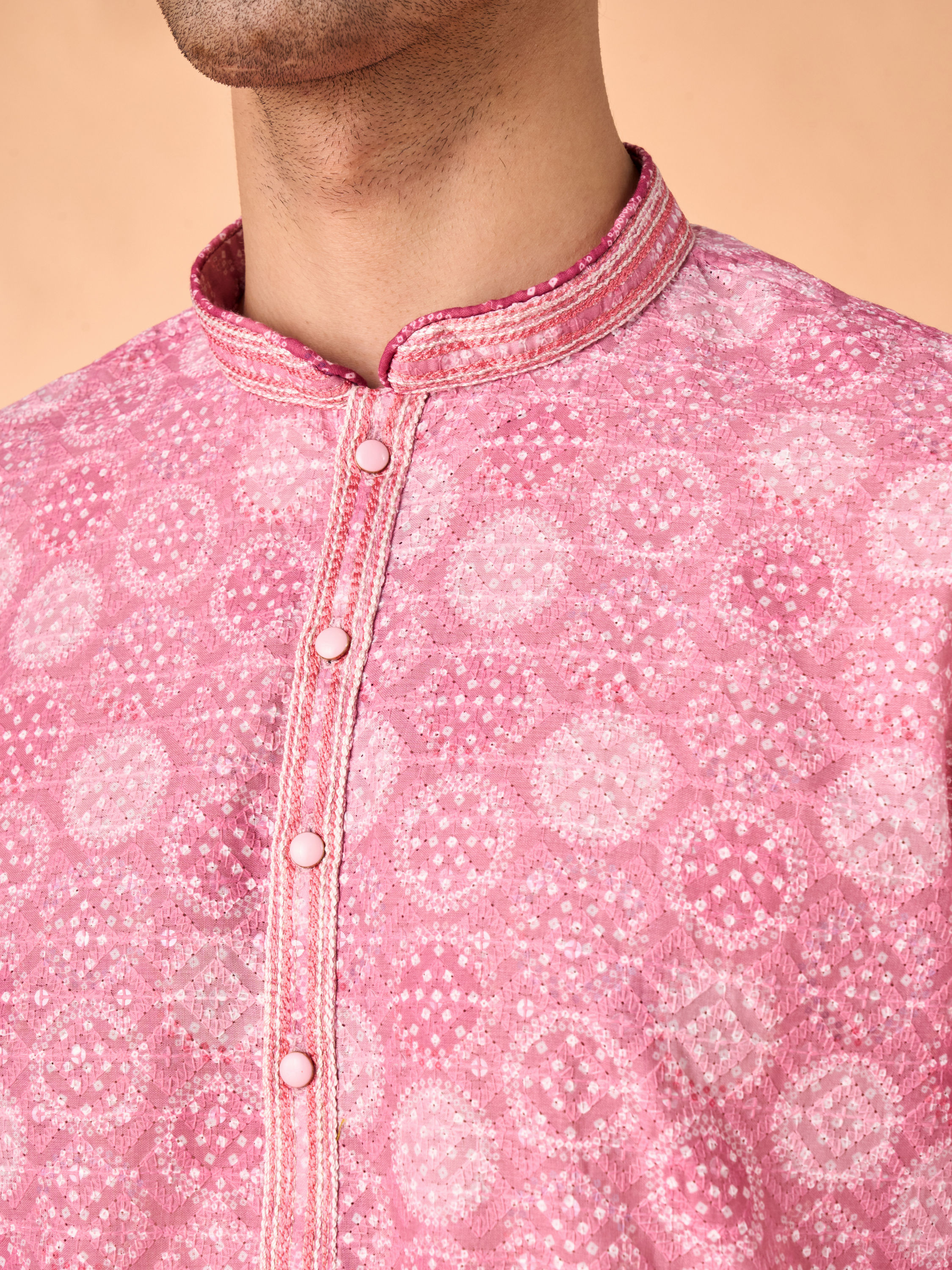 Manyavar Men Dusty Pink Cotton Kurta Pajama