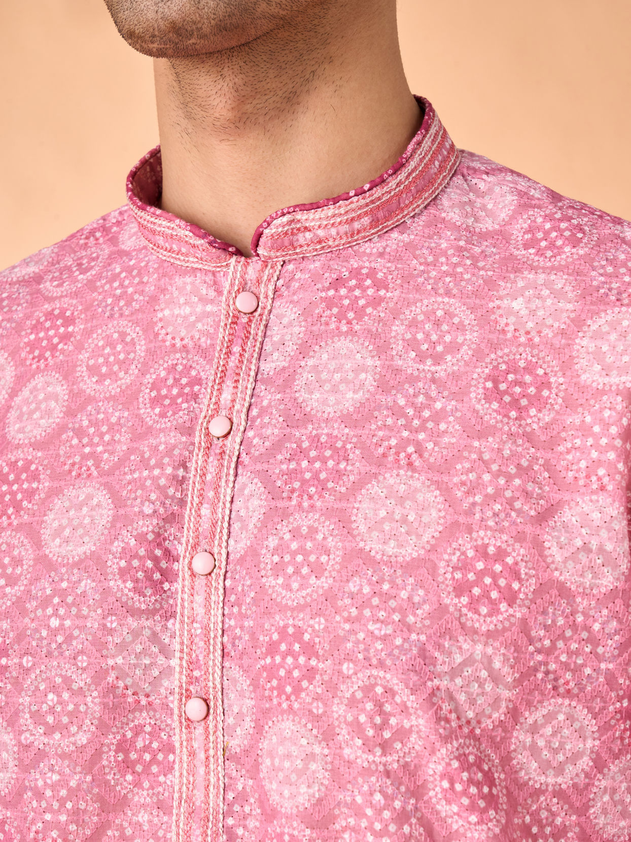 Manyavar Men Dusty Pink Cotton Kurta Pajama